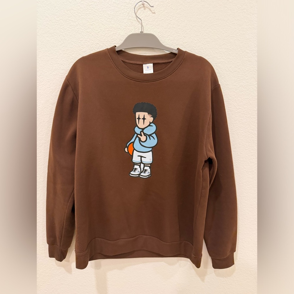Brown Sweatshirt with Cartoon Graphic